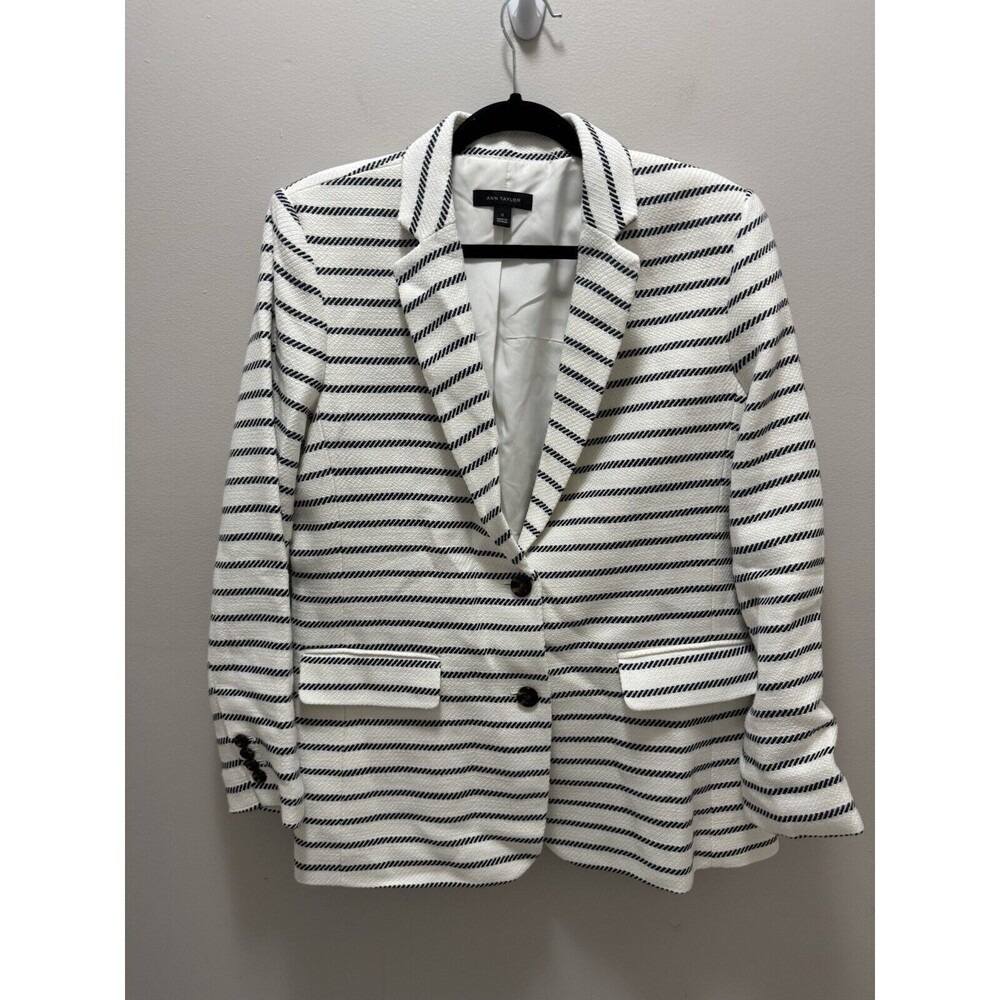 Ann Taylor Black and White Striped Blazer